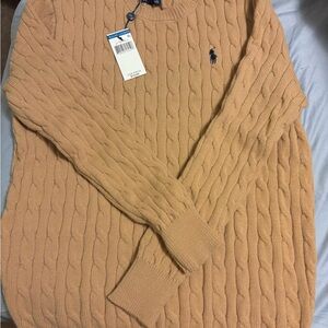 Polo Ralph Lauren Cable-Knit Wool-Cashmere Sweater Camel Melange